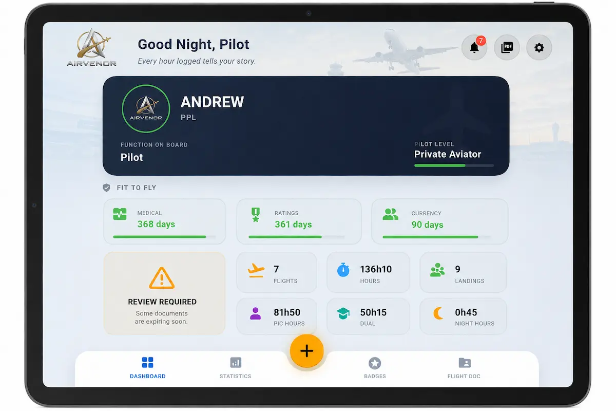 AIRVENOR Pilot Logbook application