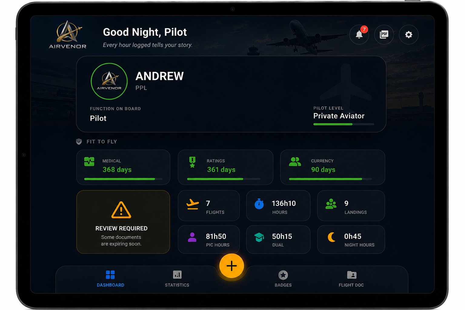 Pilot Logbook interface preview